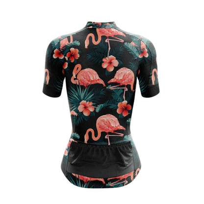 Tropical Flamingo Women's Cycling Short Sleeve Jerseys, Flamingo Cycling Jerseys For Ladies CZ0075