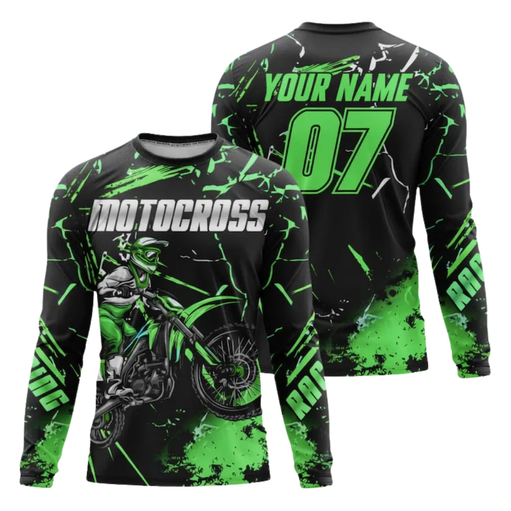 Custom Red Black Motocross Racing Long Sleeve Jersey Shirts For Men, Personalised MX Jersey ME0043