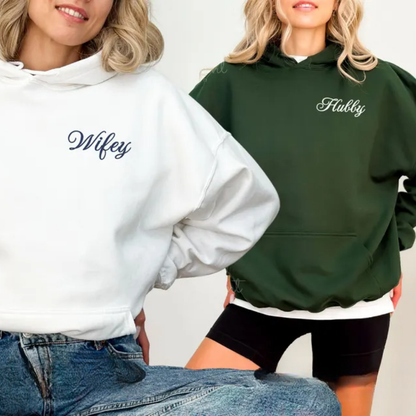 Newlyweds Club Custom Last Name Couple Hoodies, Custom Wifey And Hubby Hoodies For Honeymoon 2D0879