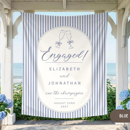 Personalized Engaged Cue To Champagne Party Banner, Custom Engagement Party Banner WD0417
