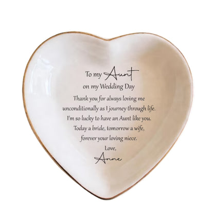 To My Aunt On My Wedding Day Personalized Ring Dish From Bride, Personalized Wedding Jewelry Dish For Aunt Of The Bride  WD0156