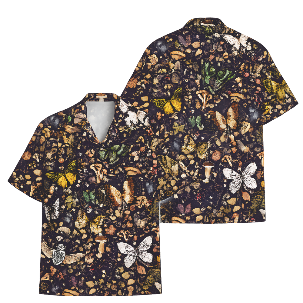 Butterfly And Mushroom Hawaiian Shirts For Men Women, Tropical Butterfly Hawaiian Shirts HE0241