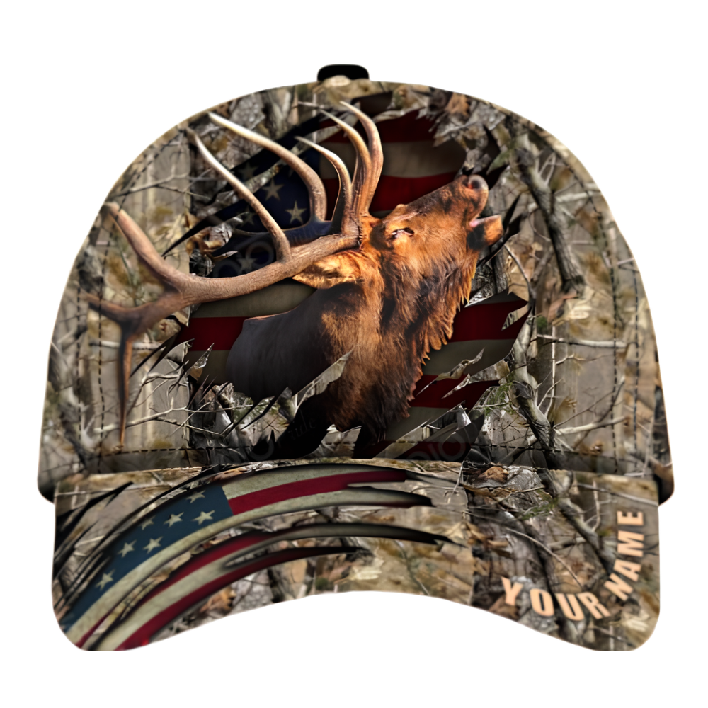Custom Elk Hunting Baseball 3D Printed Cap, Custom Elk Hunting Cap Hat CP0494