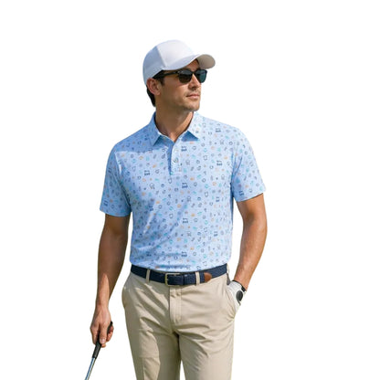 Men's Boy Dad Blue Golf Polo Shirts, Father's Day Golf Shirts GE0408