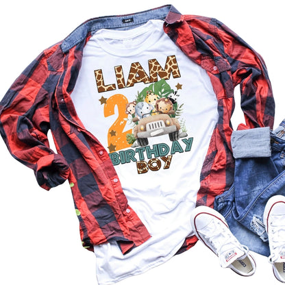 Custom Matching Safari Birthday Family T Shirts, Custom Animal Matching Family Shirts For Birthday Boy ET0405