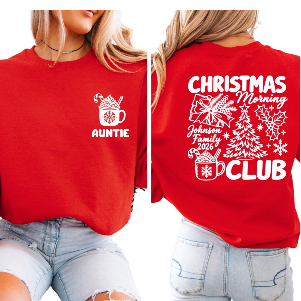 Custom Christmas Morning Club Matching Family Sweatshirt, Custom Christmas Family Sweatshirt ET1645