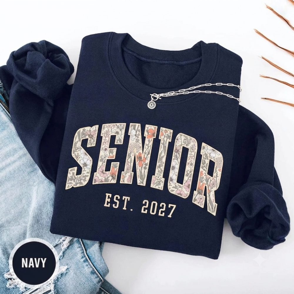 Personalized Senior Est Floral Sweatshirt, Custom Year Graduation Sweatshirts 2D0912