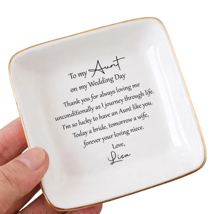 To My Aunt On My Wedding Day Personalized Ring Dish From Bride, Personalized Wedding Jewelry Dish For Aunt Of The Bride  WD0156