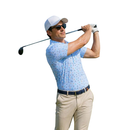 Men's Boy Dad Blue Golf Polo Shirts, Father's Day Golf Shirts GE0408