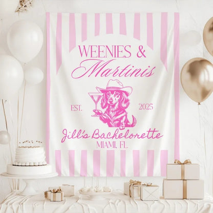 Custom Weenies and Martinis Bachelorette Banner, Custom Dachshund And Cocktail Banner For Bachelorette Party WD0533