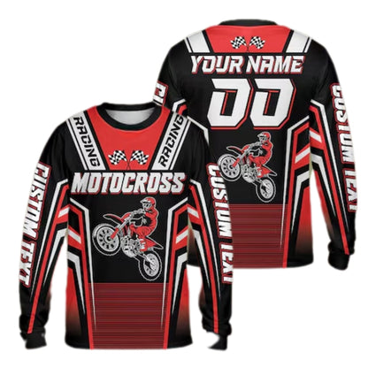 Custom Men's Blue MX Racing Long Sleeve Jersey, Custom Motocross Shirts ME0044