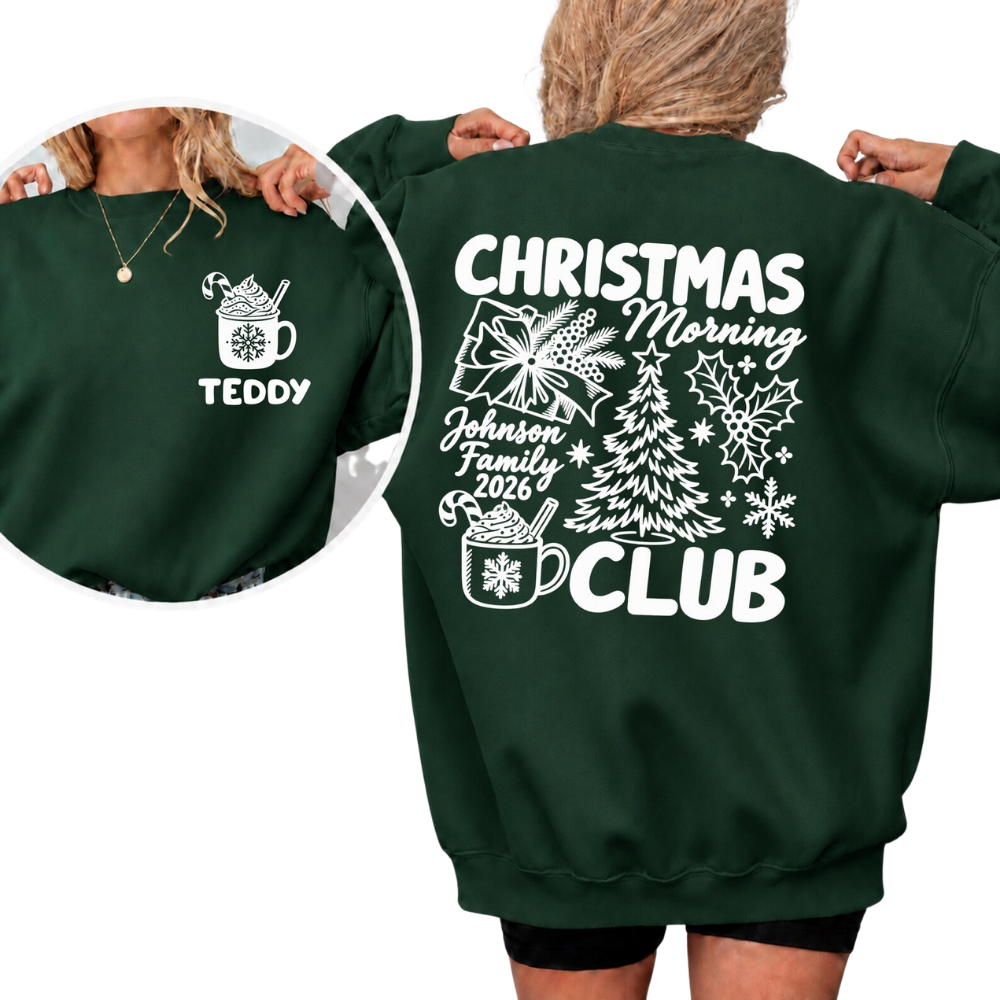 Custom Christmas Morning Club Matching Family Sweatshirt, Custom Christmas Family Sweatshirt ET1645