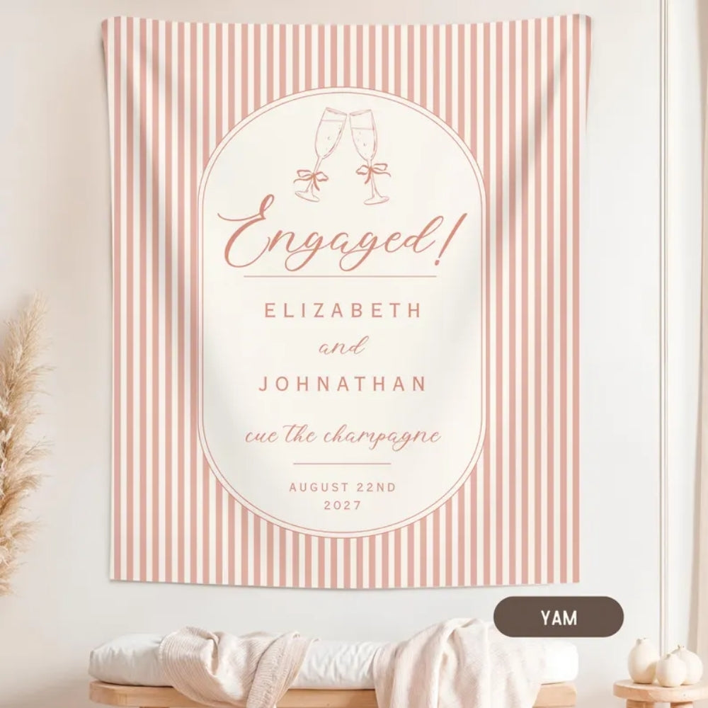 Personalized Engaged Cue To Champagne Party Banner, Custom Engagement Party Banner WD0417