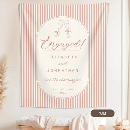 Personalized Engaged Cue To Champagne Party Banner, Custom Engagement Party Banner WD0417