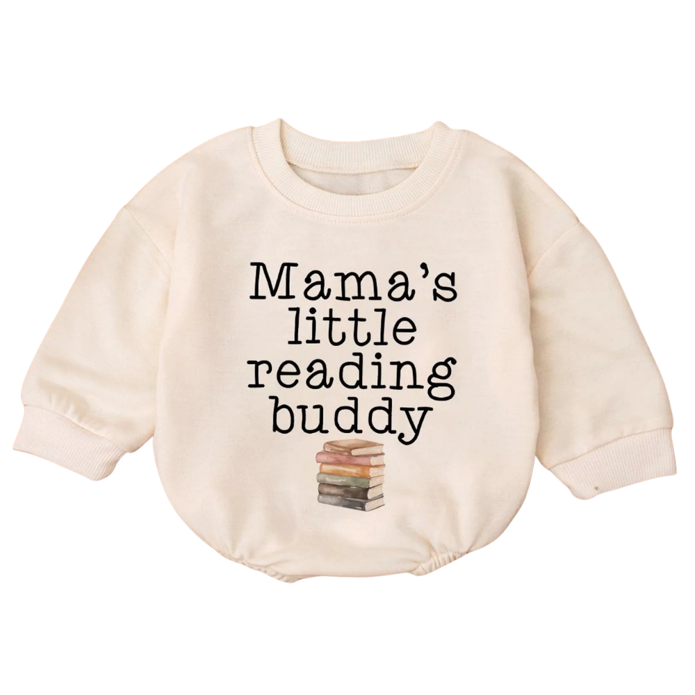 Mama's Little Reading Buddy Baby Romper Sweatshirt, Bookworm Baby Romper Sweatshirt BB0171