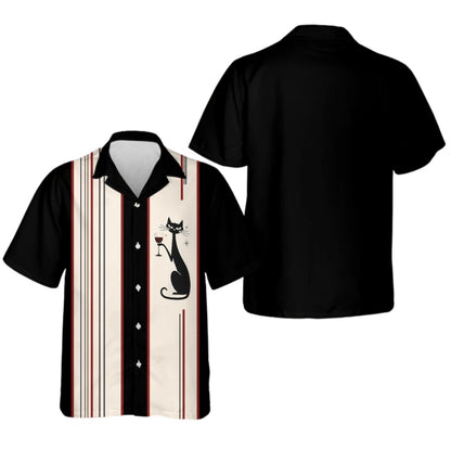Vintage Black Cat Hawaiian Shirt For Men Women, Cat Retro Hawaiian Shirt HE0607