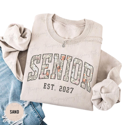 Personalized Senior Est Floral Sweatshirt, Custom Year Graduation Sweatshirts 2D0912
