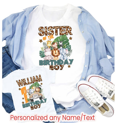 Custom Matching Safari Birthday Family T Shirts, Custom Animal Matching Family Shirts For Birthday Boy ET0405