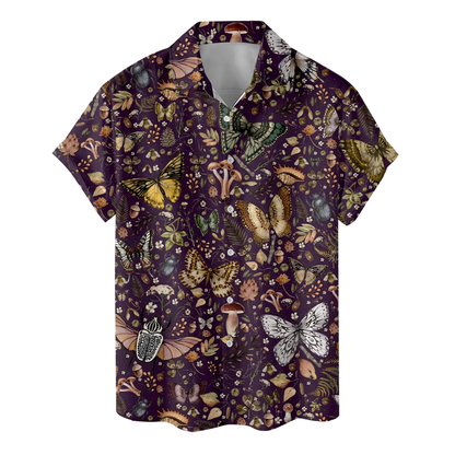 Butterfly And Mushroom Hawaiian Shirts For Men Women, Tropical Butterfly Hawaiian Shirts HE0241