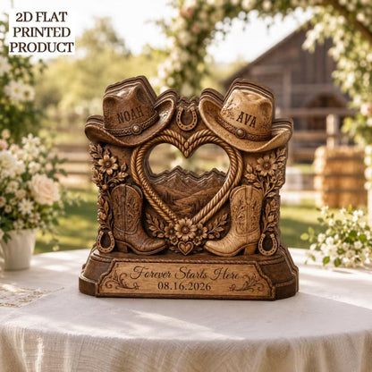 Personalized Western Wedding Layer Wooden Plaque, Custom Country Wedding Keepsake Wooden Block WD1001