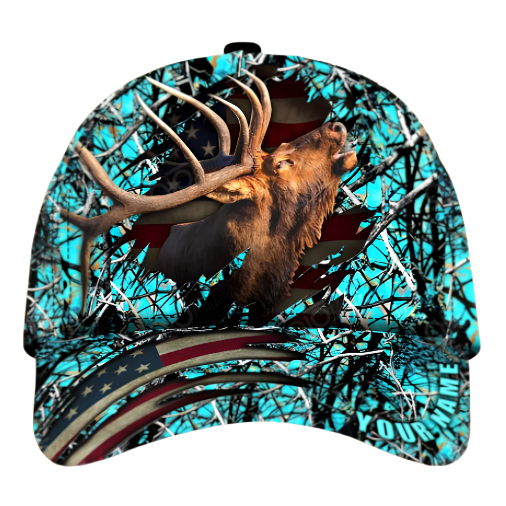 Custom Elk Hunting Baseball 3D Printed Cap, Custom Elk Hunting Cap Hat CP0494