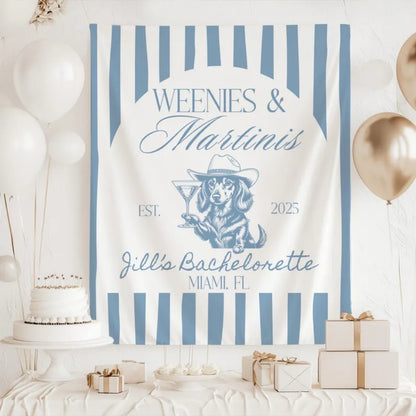 Custom Weenies and Martinis Bachelorette Banner, Custom Dachshund And Cocktail Banner For Bachelorette Party WD0533