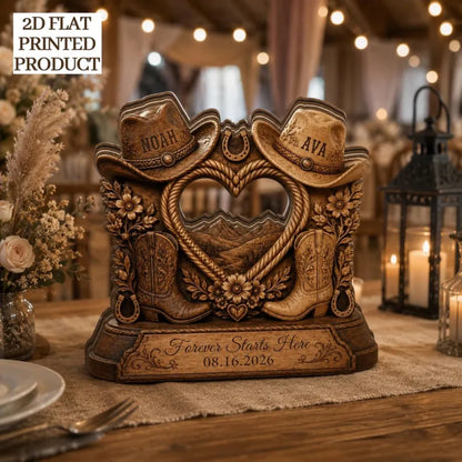 Personalized Western Wedding Layer Wooden Plaque, Custom Country Wedding Keepsake Wooden Block WD1001