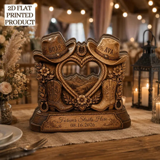 Personalized Western Wedding Layer Wooden Plaque, Custom Country Wedding Keepsake Wooden Block WD1001