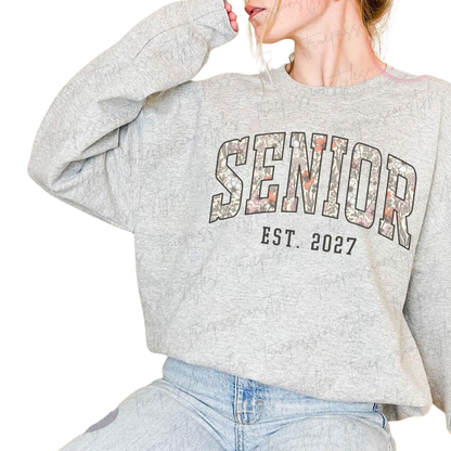 Personalized Senior Est Floral Sweatshirt, Custom Year Graduation Sweatshirts 2D0912