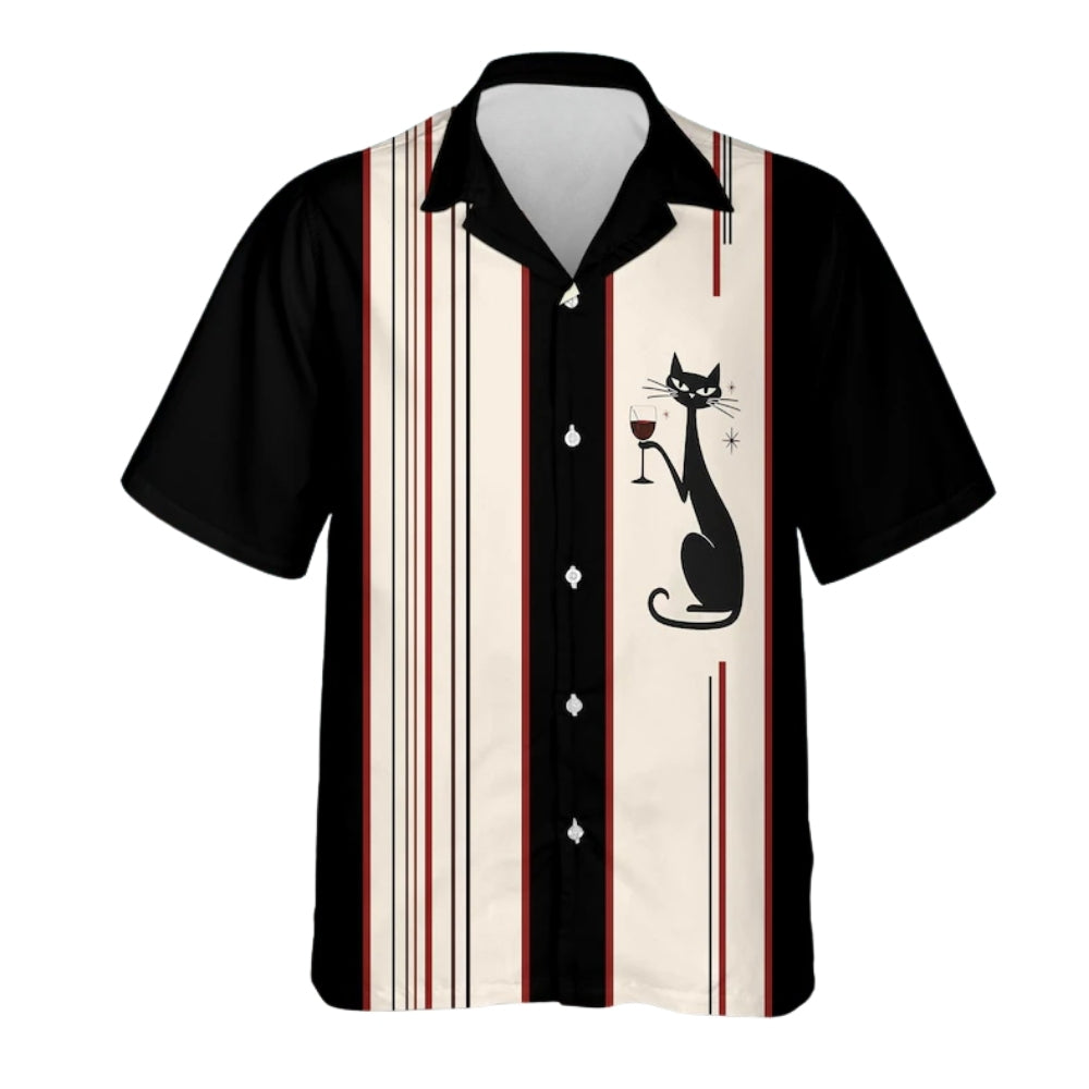 Vintage Black Cat Hawaiian Shirt For Men Women, Cat Retro Hawaiian Shirt HE0607