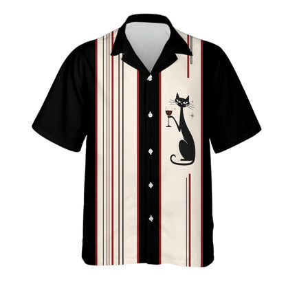 Vintage Black Cat Hawaiian Shirt For Men Women, Cat Retro Hawaiian Shirt HE0607