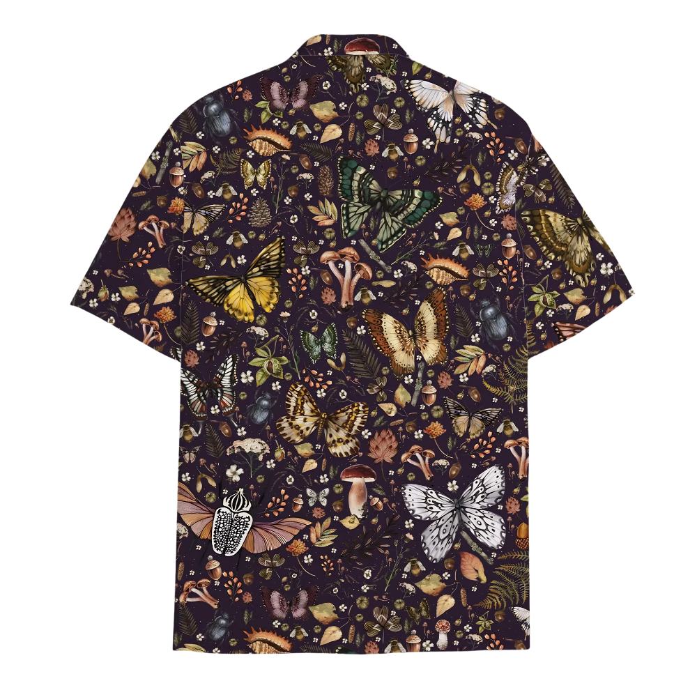 Butterfly And Mushroom Hawaiian Shirts For Men Women, Tropical Butterfly Hawaiian Shirts HE0241
