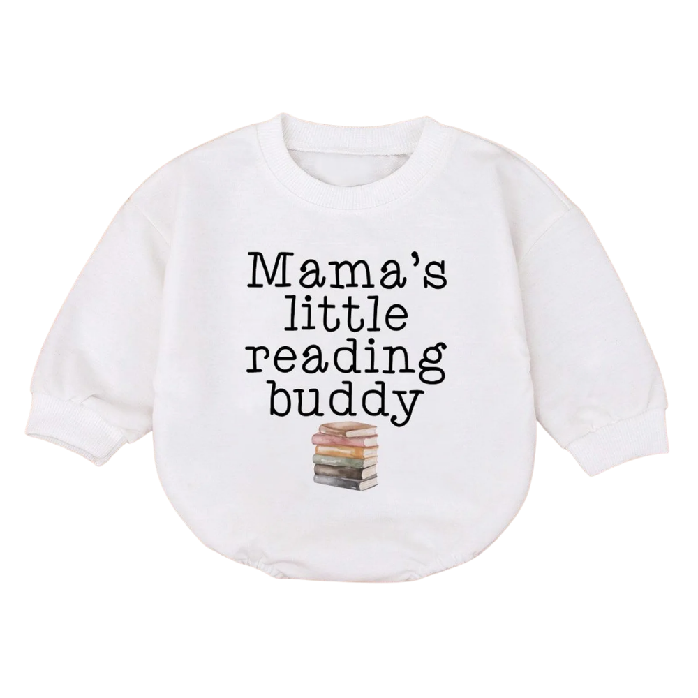 Mama's Little Reading Buddy Baby Romper Sweatshirt, Bookworm Baby Romper Sweatshirt BB0171