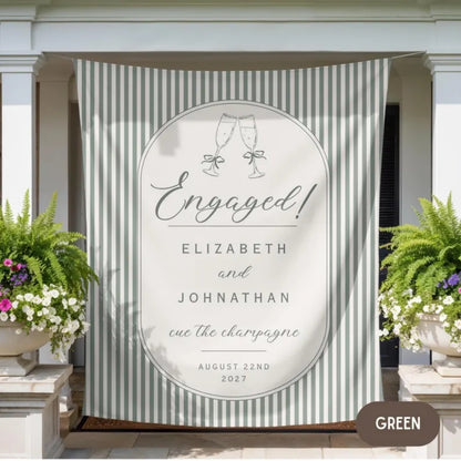 Personalized Engaged Cue To Champagne Party Banner, Custom Engagement Party Banner WD0417