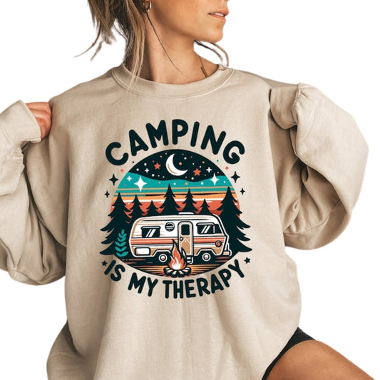 Camping Is My Therapy Sweatshirt, Funny Camping Sweatshirt 2D0468