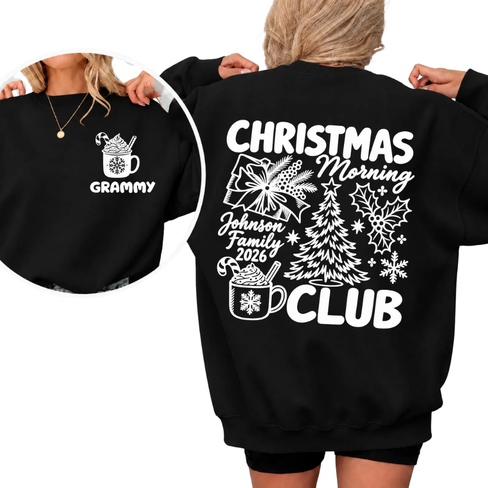 Custom Christmas Morning Club Matching Family Sweatshirt, Custom Christmas Family Sweatshirt ET1645