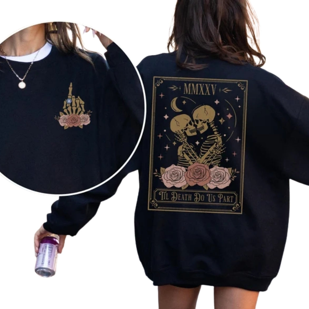 Til Death Do Us Part Skeleton Engaged Sweatshirt, Tarot Card Future Bride Sweater 2D0254