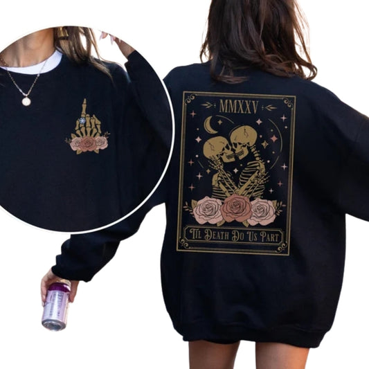 Til Death Do Us Part Skeleton Engaged Sweatshirt, Tarot Card Future Bride Sweater 2D0254