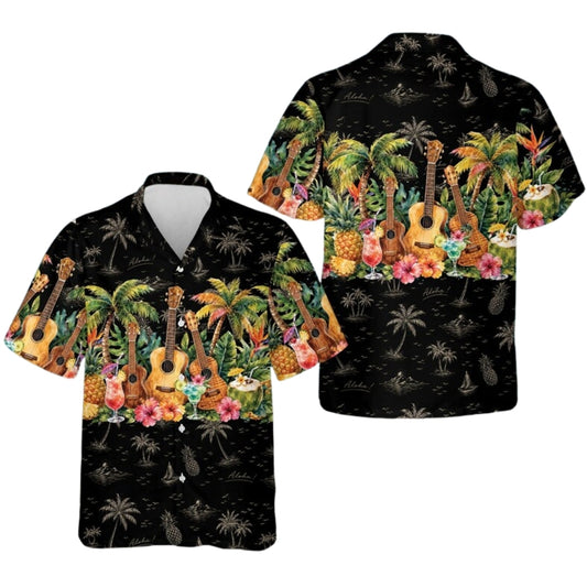 Tropical Ukulele Hawaiian Shirt For Men Women, Ukulele Hawaiian Shirt HE0608