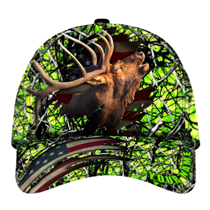 Custom Elk Hunting Baseball 3D Printed Cap, Custom Elk Hunting Cap Hat CP0494