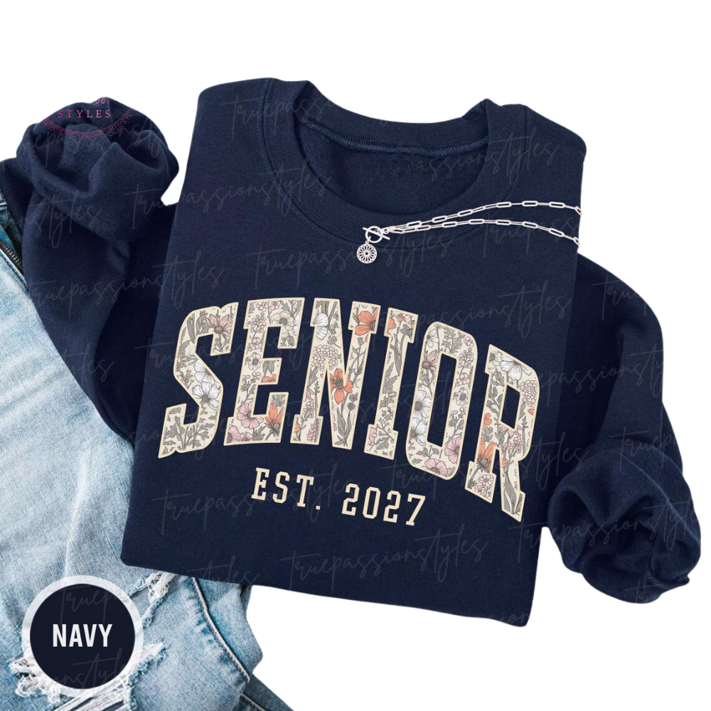 Personalized Senior Est Floral Sweatshirt, Custom Year Graduation Sweatshirts 2D0912