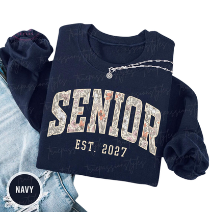 Personalized Senior Est Floral Sweatshirt, Custom Year Graduation Sweatshirts 2D0912