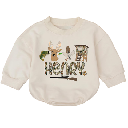 Custom Hunting Camo Baby Romper Sweatshirt, Custom Hunting Lover Romper Sweatshirt Baby BB0554