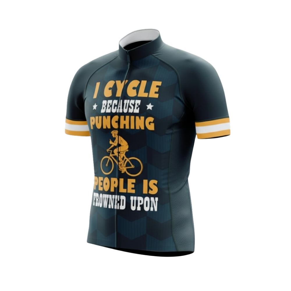 I Cycle Because Punching People Is Frowned Upon Men's Short Sleeve Cycling Jersey, Funny Cycling Jersey CG0656
