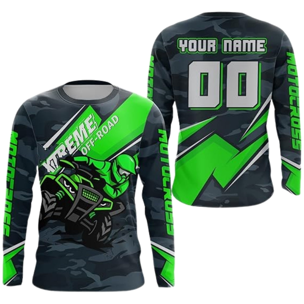 Custom ATV Camo Motocross Long Sleeve Jersey For Men Red, Custom Racing ATV Jerseys MZ0080