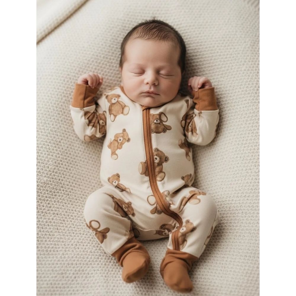 Teddy Bear Baby Convertible Zippy Romper, Bear Baby Romper Convertible BB0351