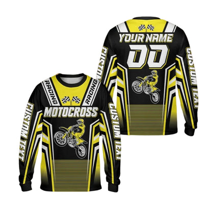 Custom Men's Blue MX Racing Long Sleeve Jersey, Custom Motocross Shirts ME0044