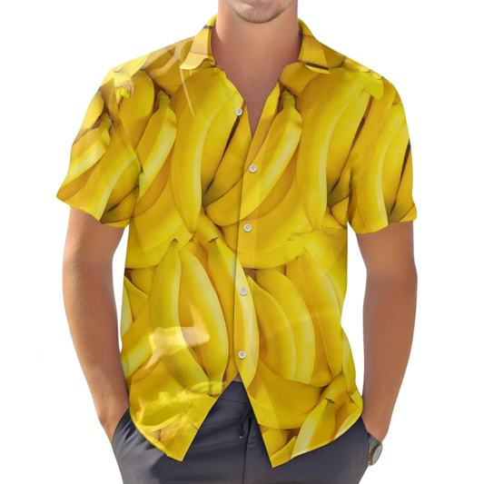 Banana Yellow Hawaiian Shirt For Men, Banana Hawaiian Shirts HE0293