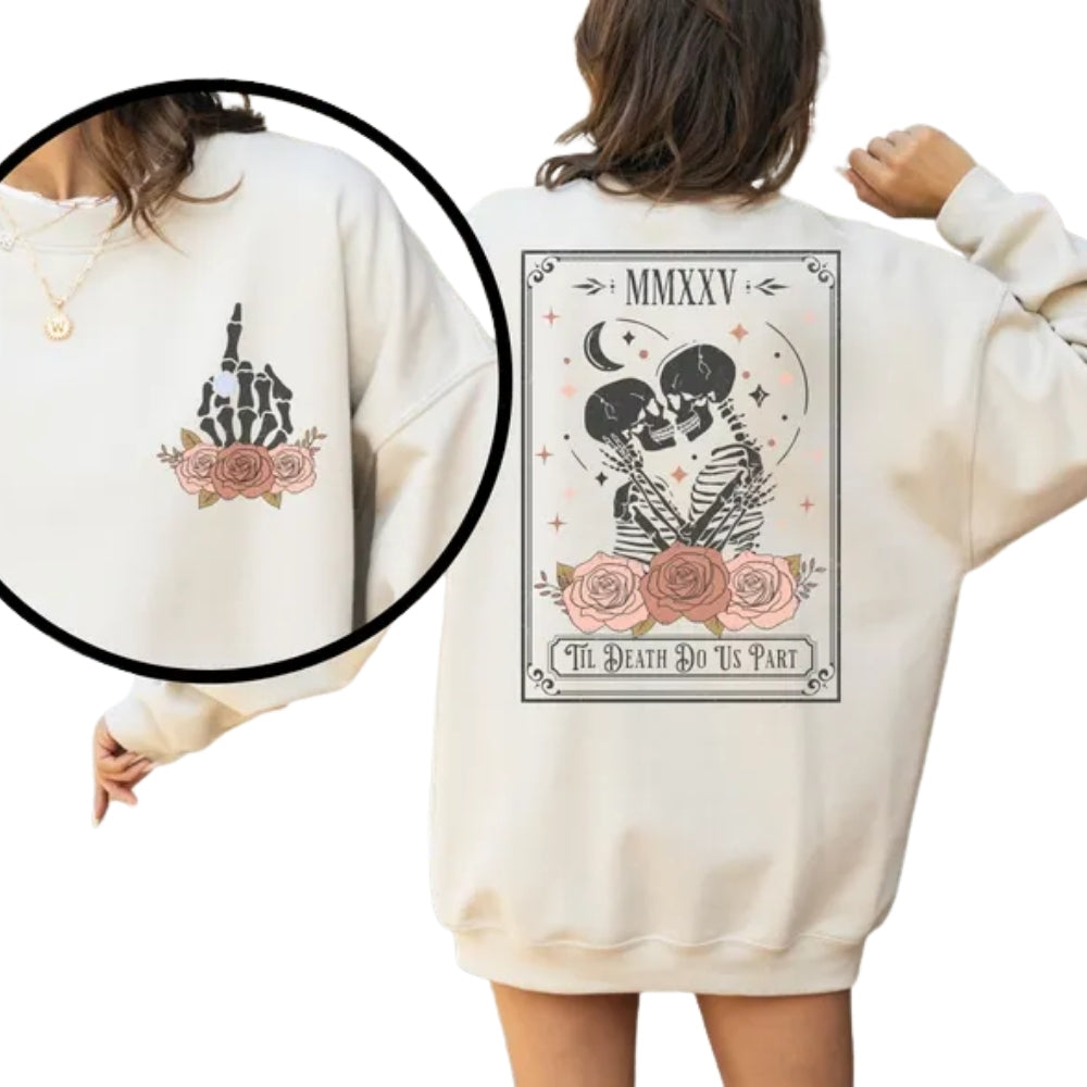 Til Death Do Us Part Skeleton Engaged Sweatshirt, Tarot Card Future Bride Sweater 2D0254