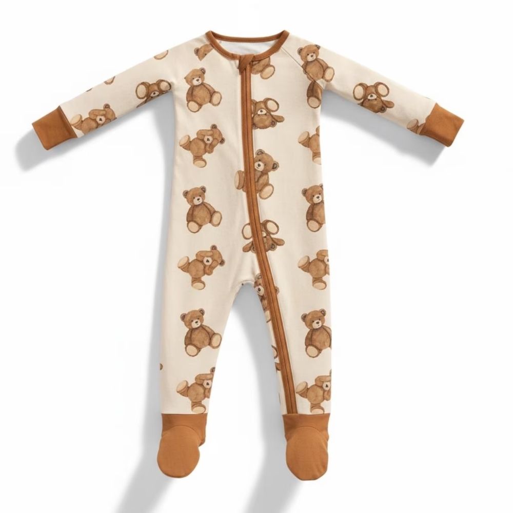 Teddy Bear Baby Convertible Zippy Romper, Bear Baby Romper Convertible BB0351